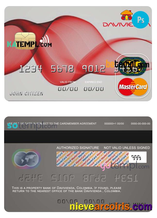 Colombia Davivienda bank mastercard credit card